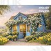 Tło fotograficzne „Niebieski domek wśród żółtych tulipanów” | E852